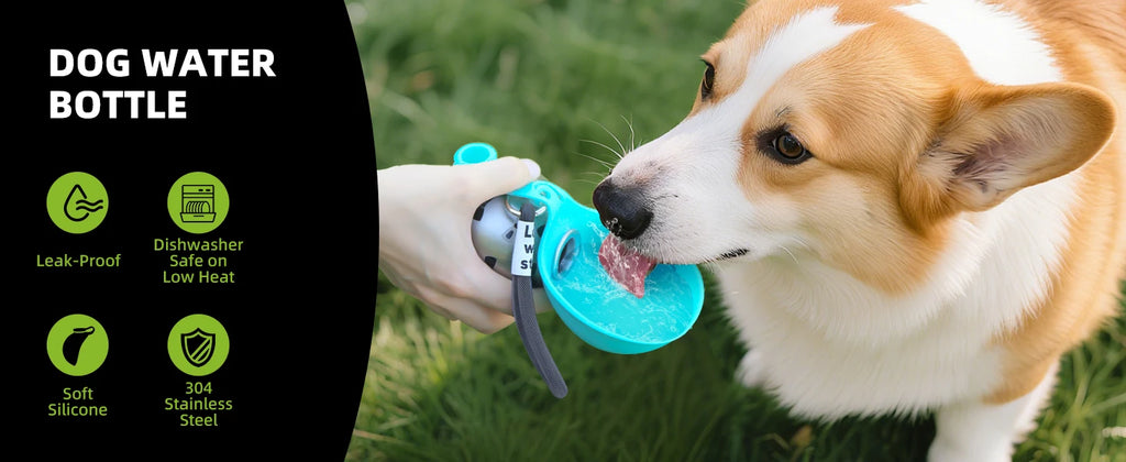2-in-1 Portable Dog Water Bottle — Leak-Proof Stainless Steel Travel Bottle for Dogs