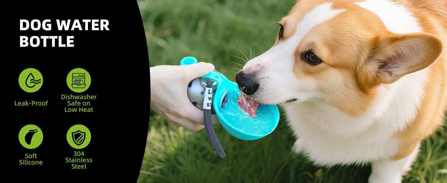 2-in-1 Portable Dog Water Bottle — Leak-Proof Stainless Steel Travel Bottle for Dogs
