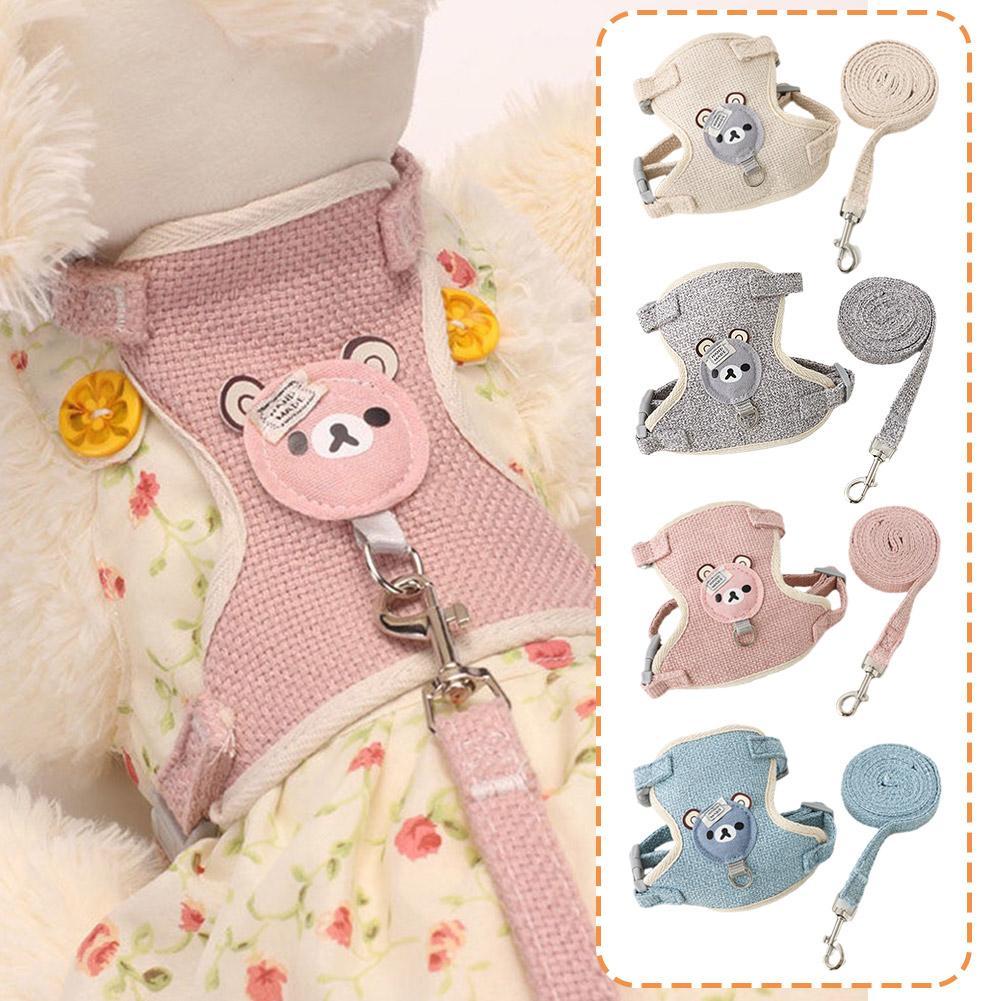 Small Pet Vest Harness with Leash — Soft Chest Strap for Dogs, Cats & Rabbits