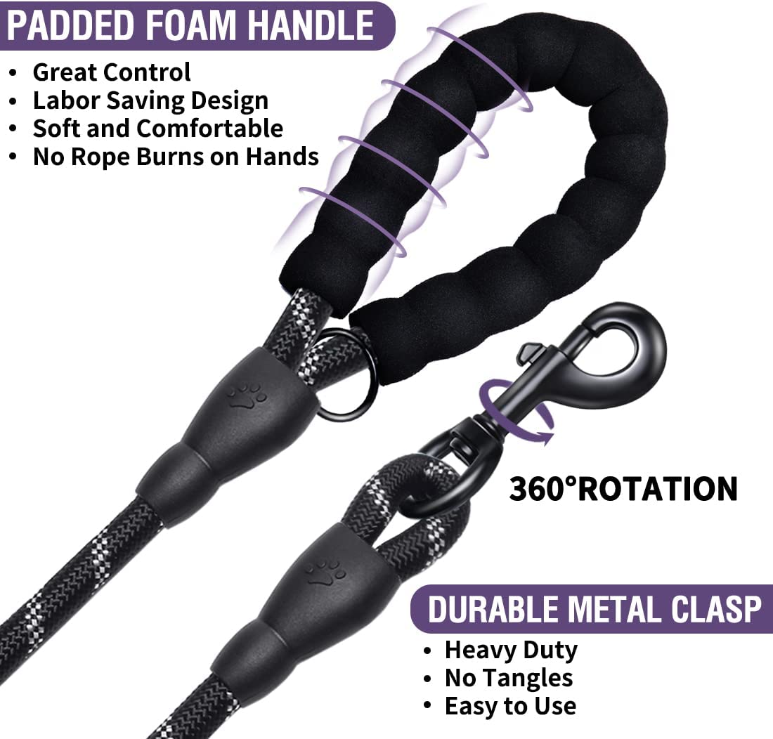 Reflective Dog Leash — Strong Nylon Lead for Small, Medium & Large Dogs