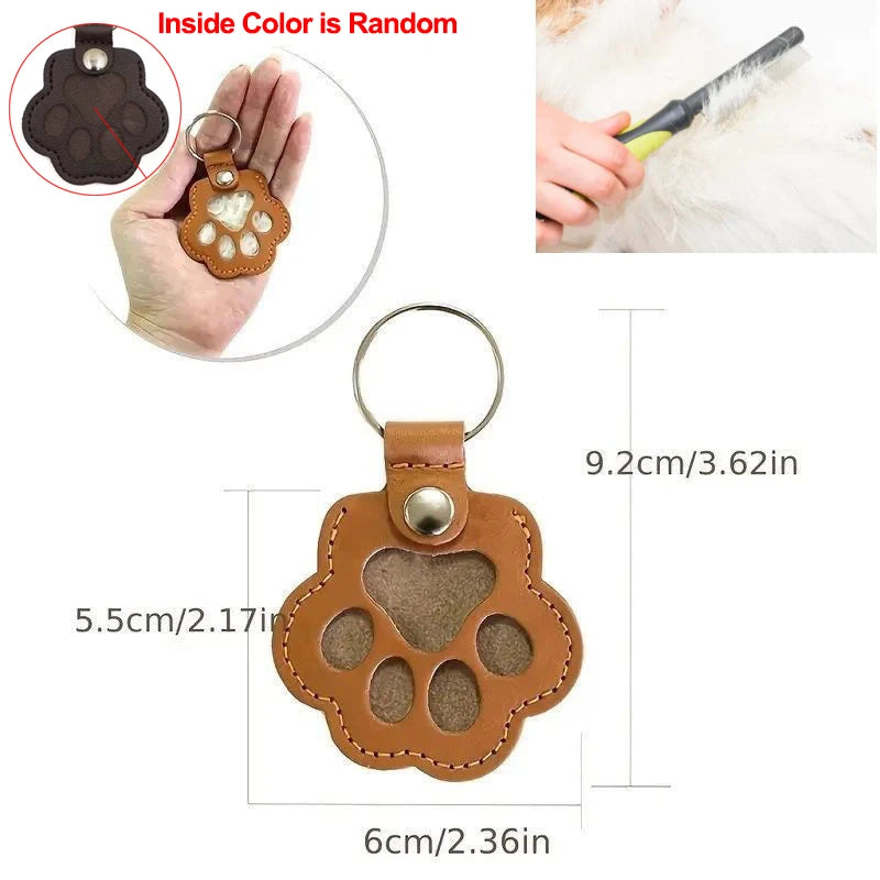 Pet Hair Memorial Keychain — PU Leather Keepsake Locket for Cat & Dog Fur