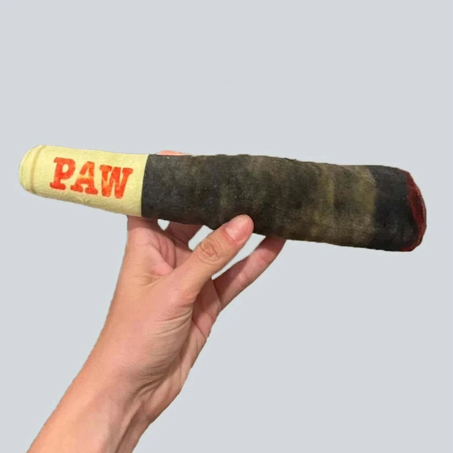 Cigar Squeaky Plush Dog Toy — Funny Interactive Chew Toy for Small & Medium Dogs