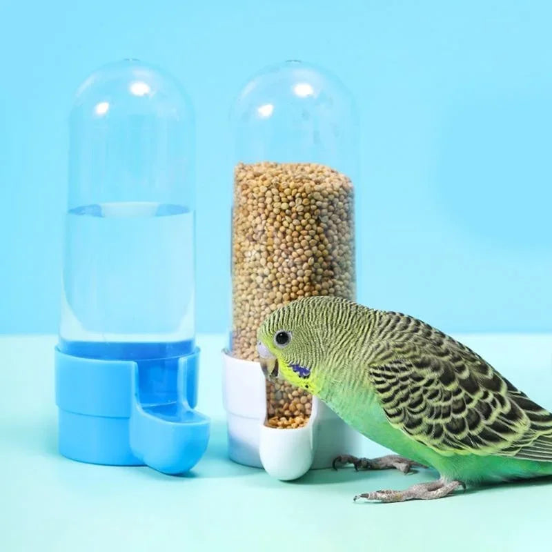 Hanging Bird Water Dispenser & Feeder — Automatic Cage Accessory for Parrots & Small Birds