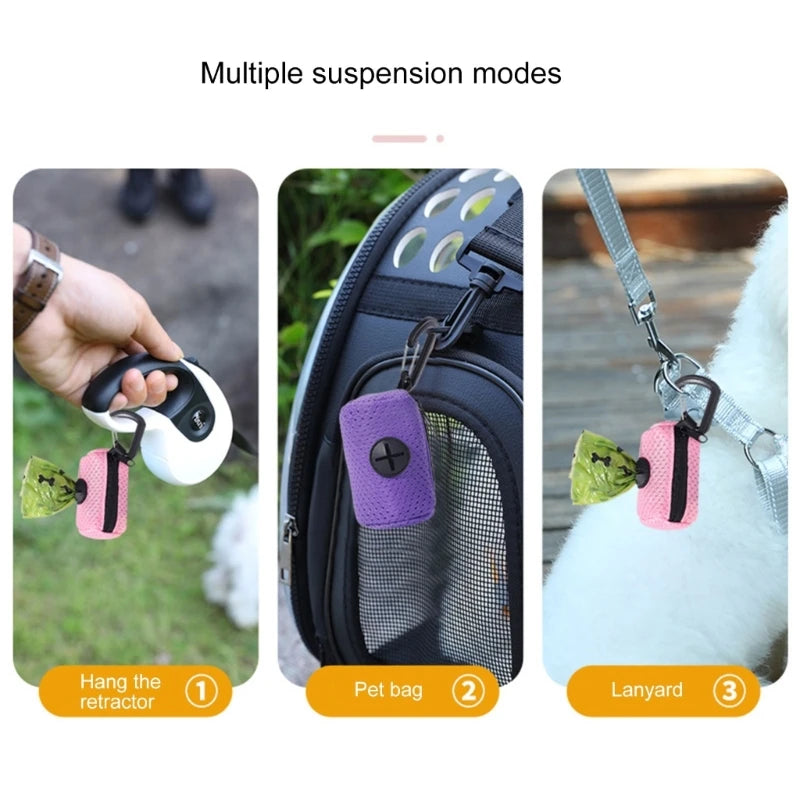 Dog Poop Bag Dispenser — Portable Mesh Holder for Waste Bags
