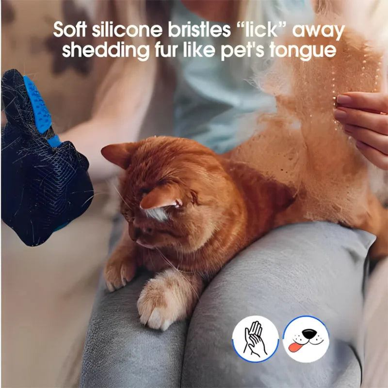 Pet Grooming Glove — Gentle Deshedding Brush for Dogs & Cats