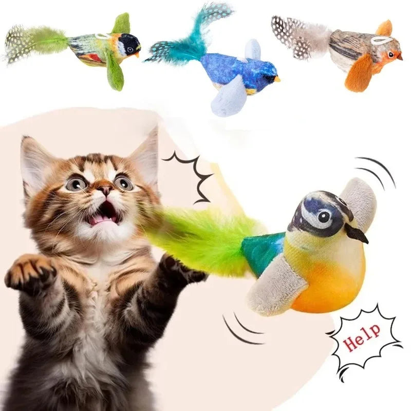 Bird-Sound Cat Toy — Interactive Elastic Rope Toy to Relieve Boredom & Encourage Play