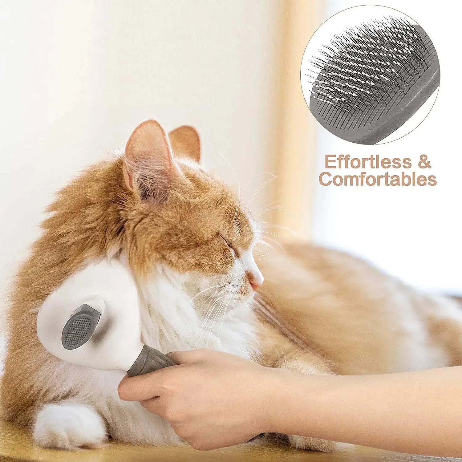 Self-Cleaning Pet Slicker Brush — Dematting Comb for Dogs & Cats