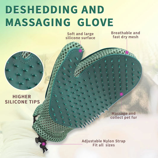 2-in-1 Pet Grooming & Shedding Glove – Massage & Hair Remover for Cats & Dogs