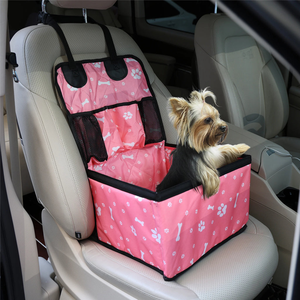 Pet Car Seat with Storage Pockets — Non-Slip Travel Seat Cover for Small & Medium Dogs