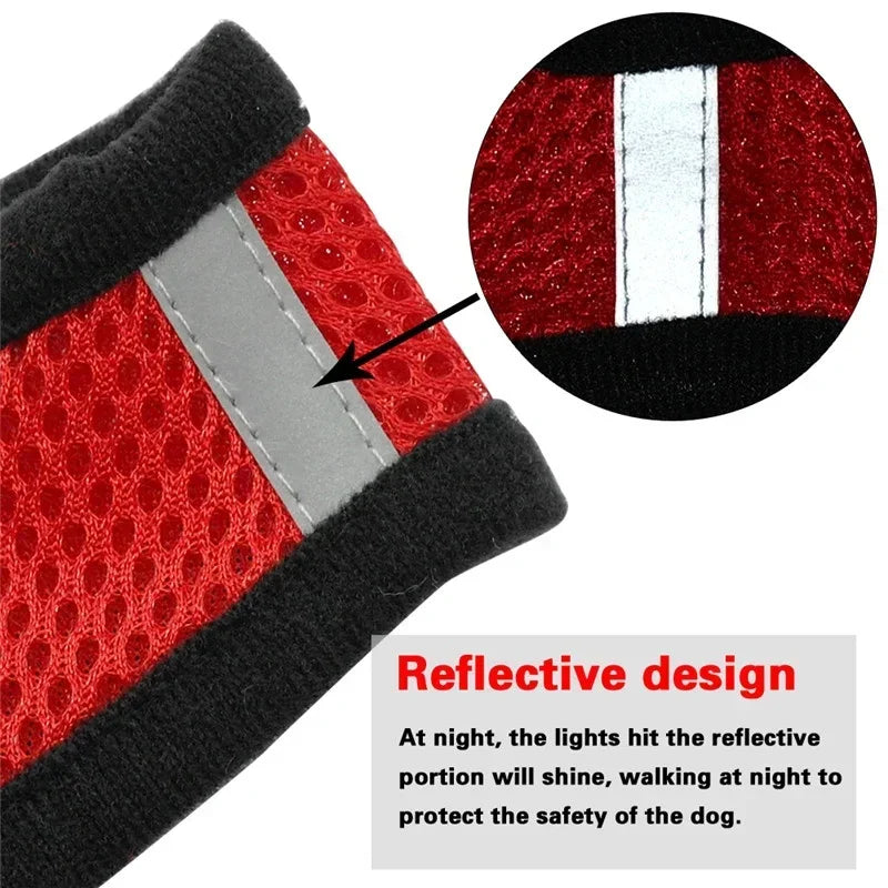 Adjustable Pet Harness Vest with Leash — Soft Reflective Harness for Cats & Small Dogs