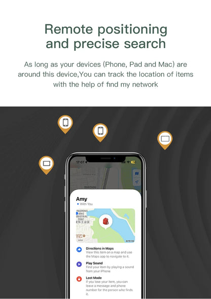 Smart AirTag Tracker – GPS Pet & Child Tracker for Apple Find My, Mini Smart Tag