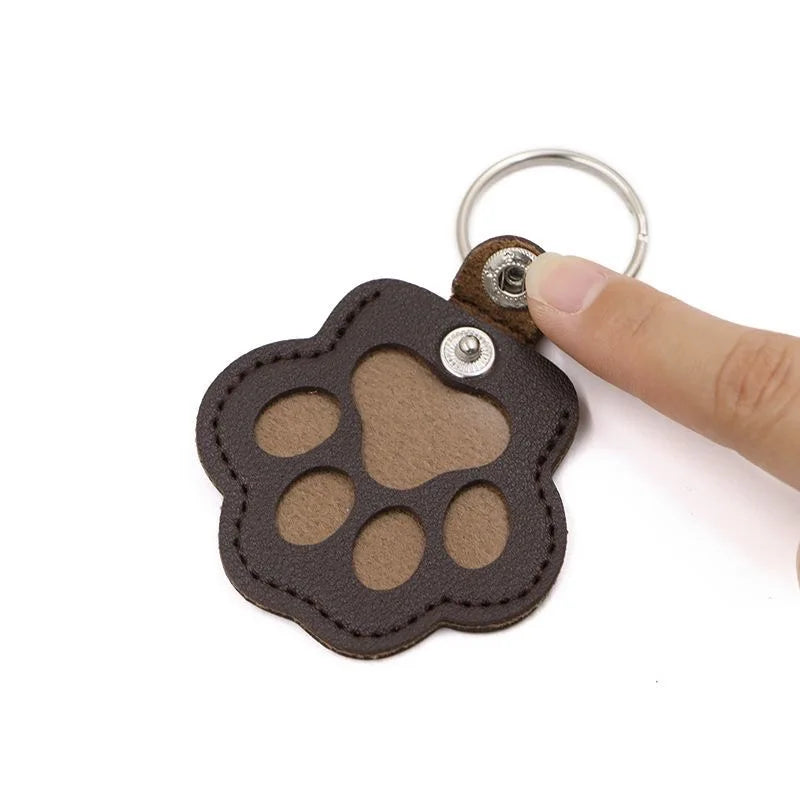 Pet Hair Memorial Keychain — PU Leather Keepsake Locket for Cat & Dog Fur