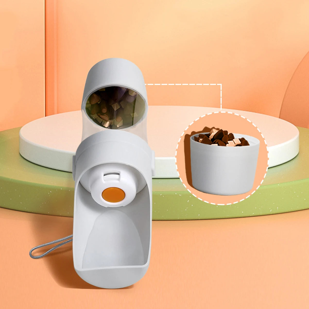 Portable Pet Water Bottle with Food Storage — 2-in-1 Travel Feeder for Dogs & Cats
