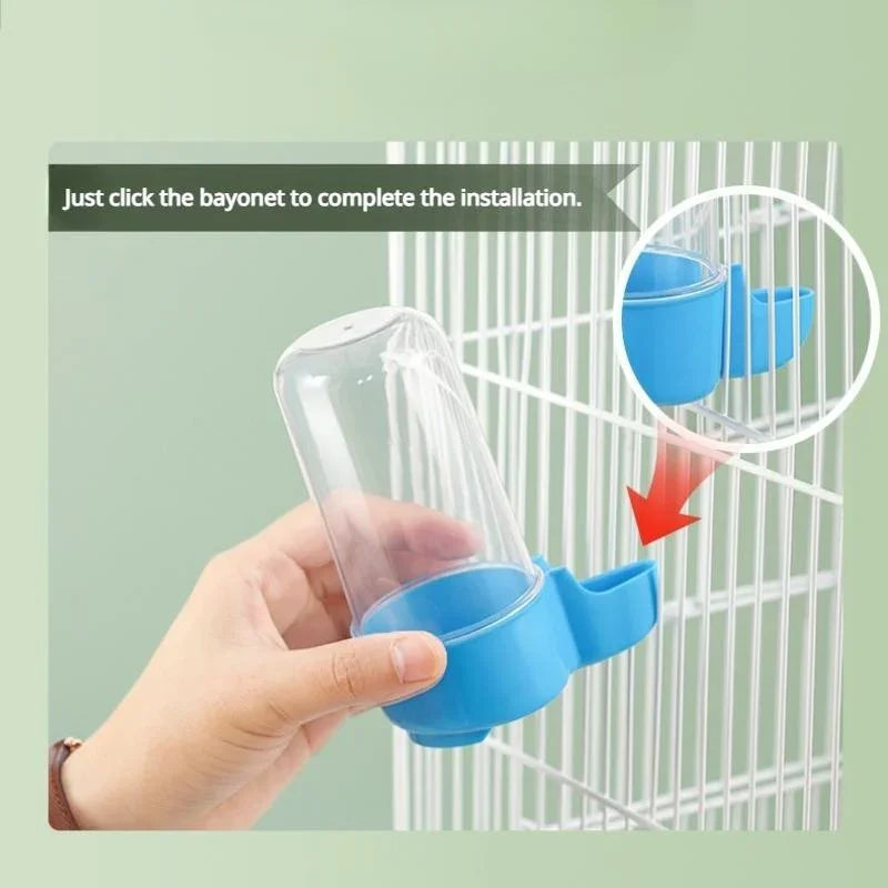 Hanging Bird Water Dispenser & Feeder — Automatic Cage Accessory for Parrots & Small Birds