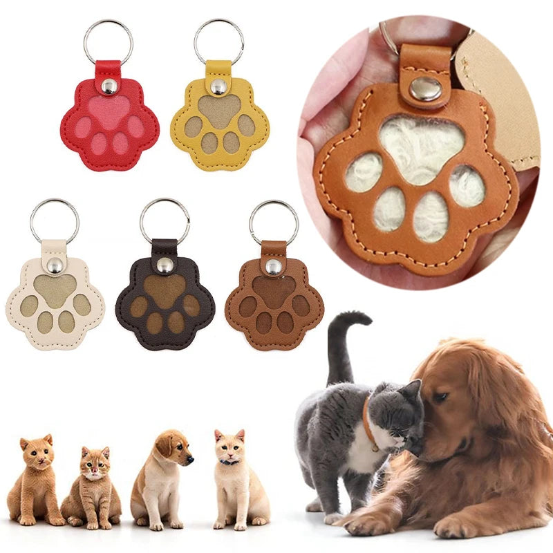 Pet Hair Memorial Keychain — PU Leather Keepsake Locket for Cat & Dog Fur