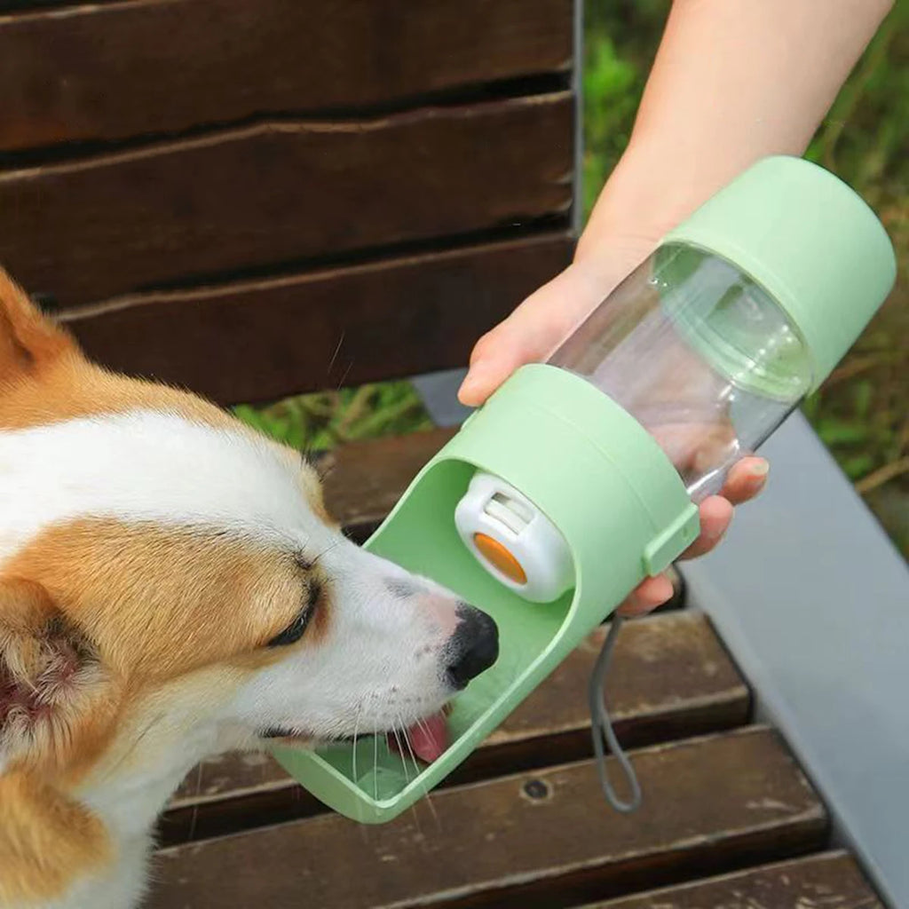 Portable Pet Water Bottle with Food Storage — 2-in-1 Travel Feeder for Dogs & Cats