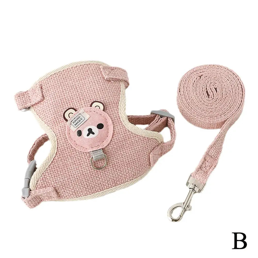 Small Pet Vest Harness with Leash — Soft Chest Strap for Dogs, Cats & Rabbits