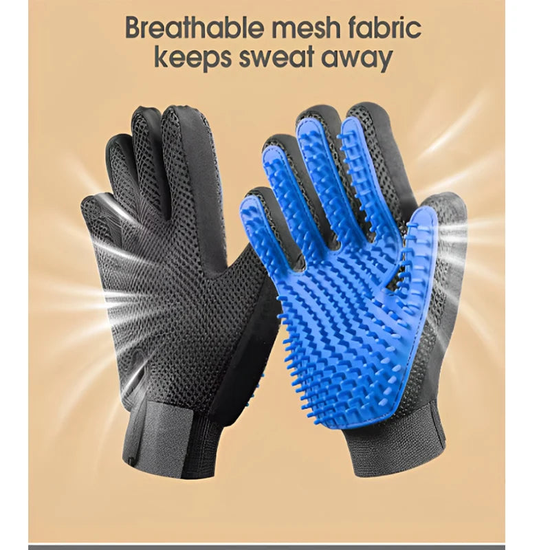 Pet Grooming Glove — Gentle Deshedding Brush for Dogs & Cats