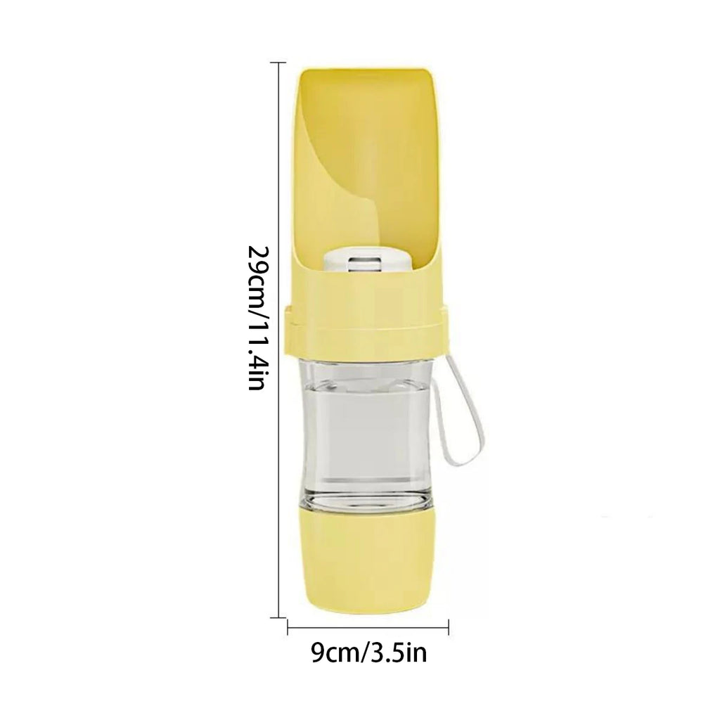 Portable Pet Water Bottle with Food Storage — 2-in-1 Travel Feeder for Dogs & Cats