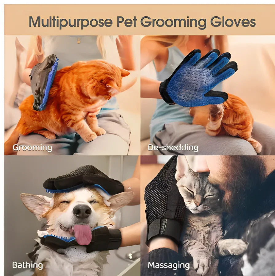 Pet Grooming Glove — Gentle Deshedding Brush for Dogs & Cats