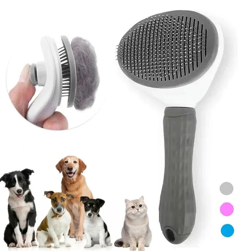 Self-Cleaning Pet Slicker Brush — Dematting Comb for Dogs & Cats