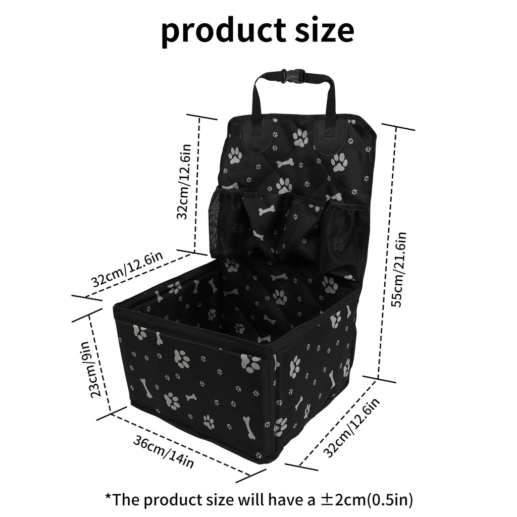 Pet Car Seat with Storage Pockets — Non-Slip Travel Seat Cover for Small & Medium Dogs