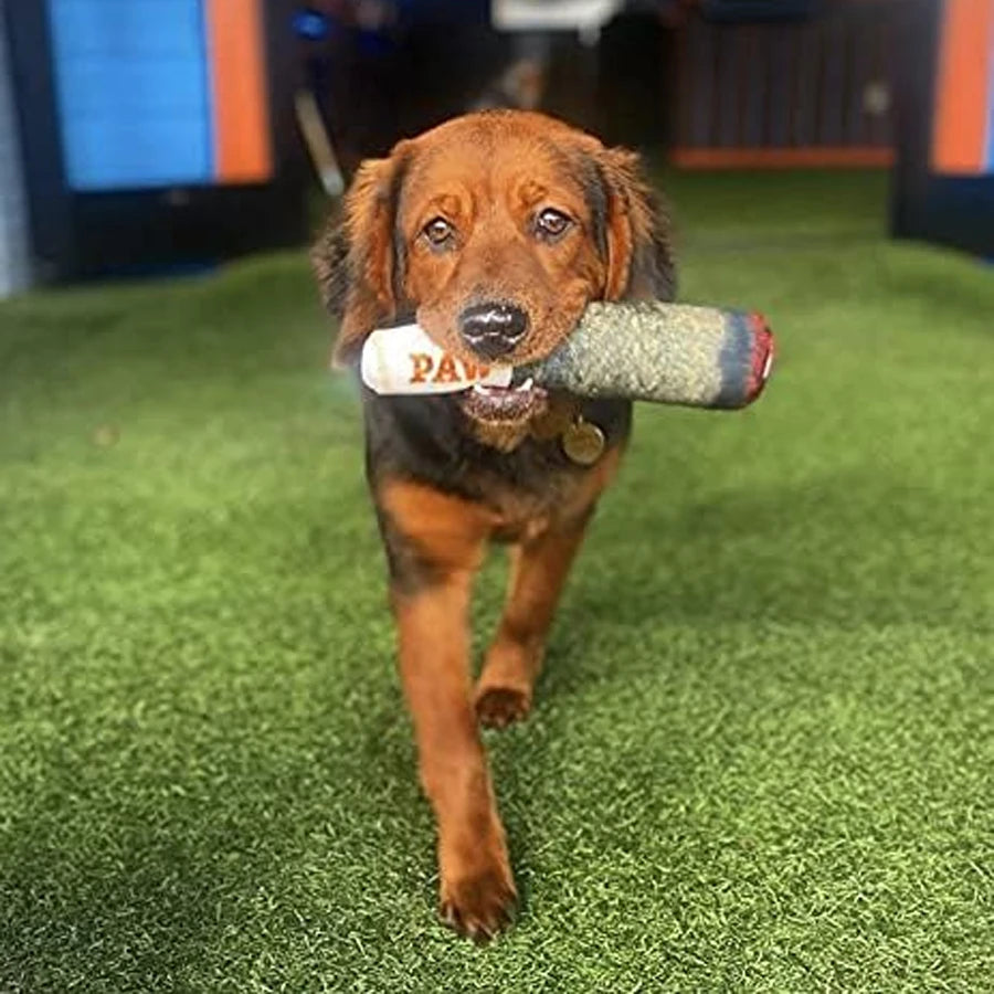 Cigar Squeaky Plush Dog Toy — Funny Interactive Chew Toy for Small & Medium Dogs