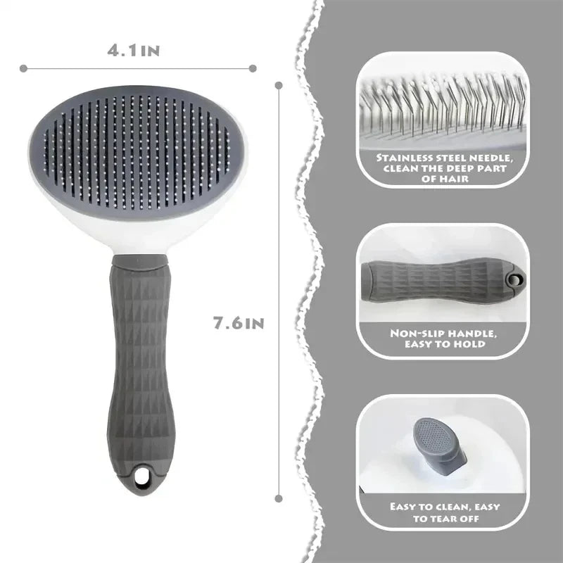 Self-Cleaning Pet Slicker Brush — Dematting Comb for Dogs & Cats