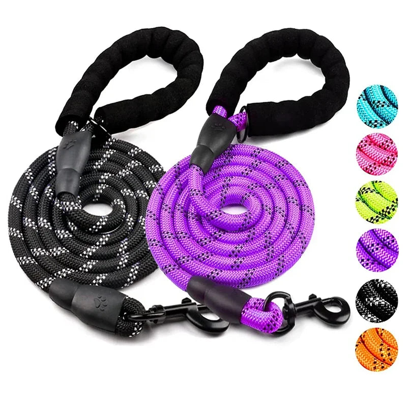 Reflective Dog Leash — Strong Nylon Lead for Small, Medium & Large Dogs