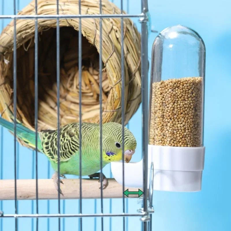 Hanging Bird Water Dispenser & Feeder — Automatic Cage Accessory for Parrots & Small Birds
