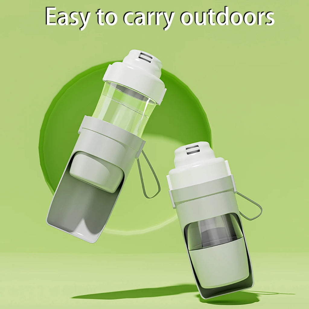 Portable Pet Water Bottle with Food Storage — 2-in-1 Travel Feeder for Dogs & Cats