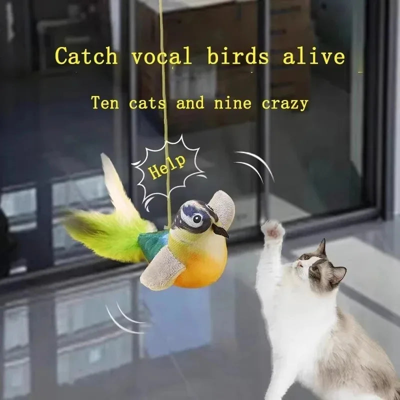 Bird-Sound Cat Toy — Interactive Elastic Rope Toy to Relieve Boredom & Encourage Play