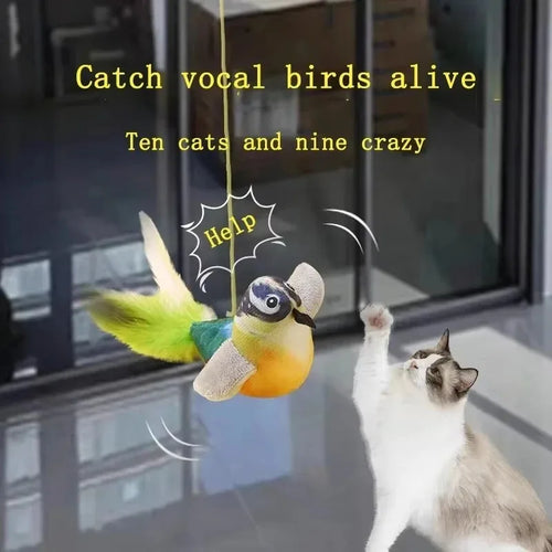 Bird-Sound Cat Toy — Interactive Elastic Rope Toy to Relieve Boredom & Encourage Play