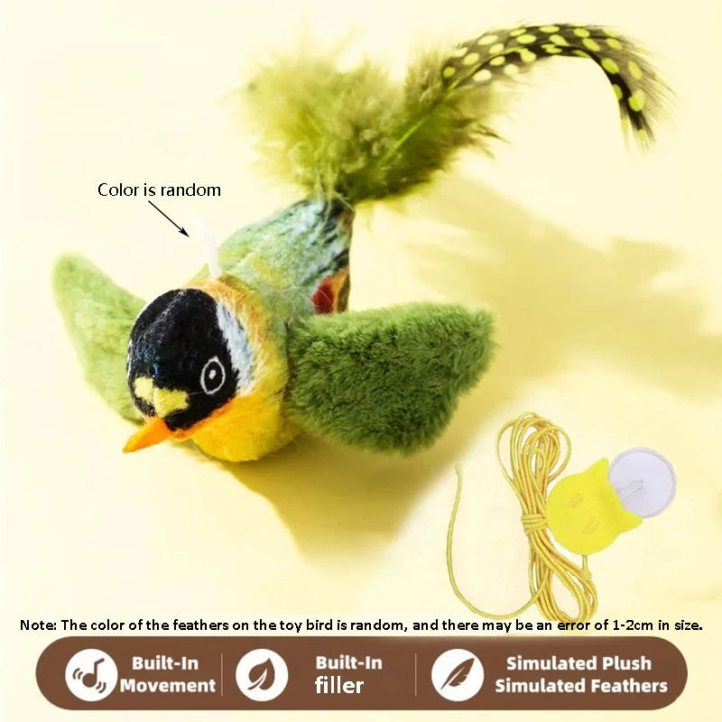 Bird-Sound Cat Toy — Interactive Elastic Rope Toy to Relieve Boredom & Encourage Play