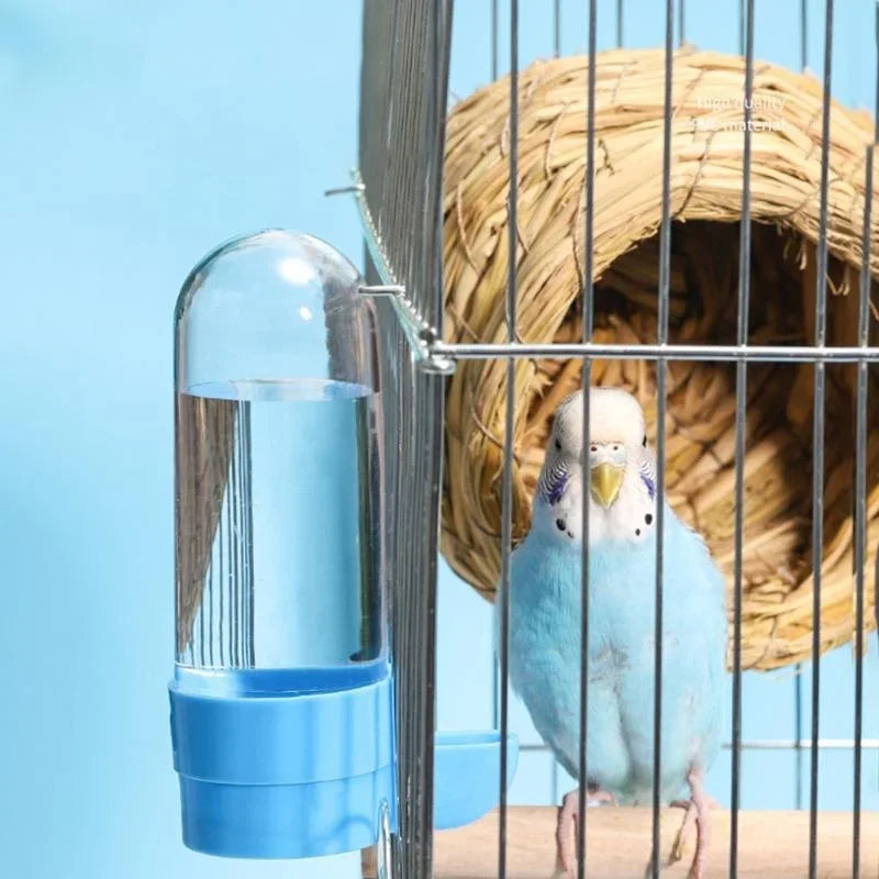 Hanging Bird Water Dispenser & Feeder — Automatic Cage Accessory for Parrots & Small Birds