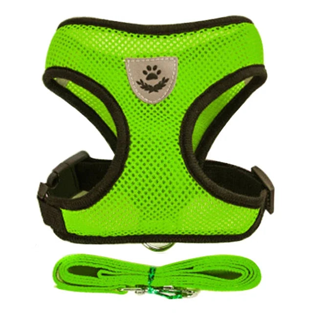Adjustable Pet Harness Vest with Leash — Soft Reflective Harness for Cats & Small Dogs