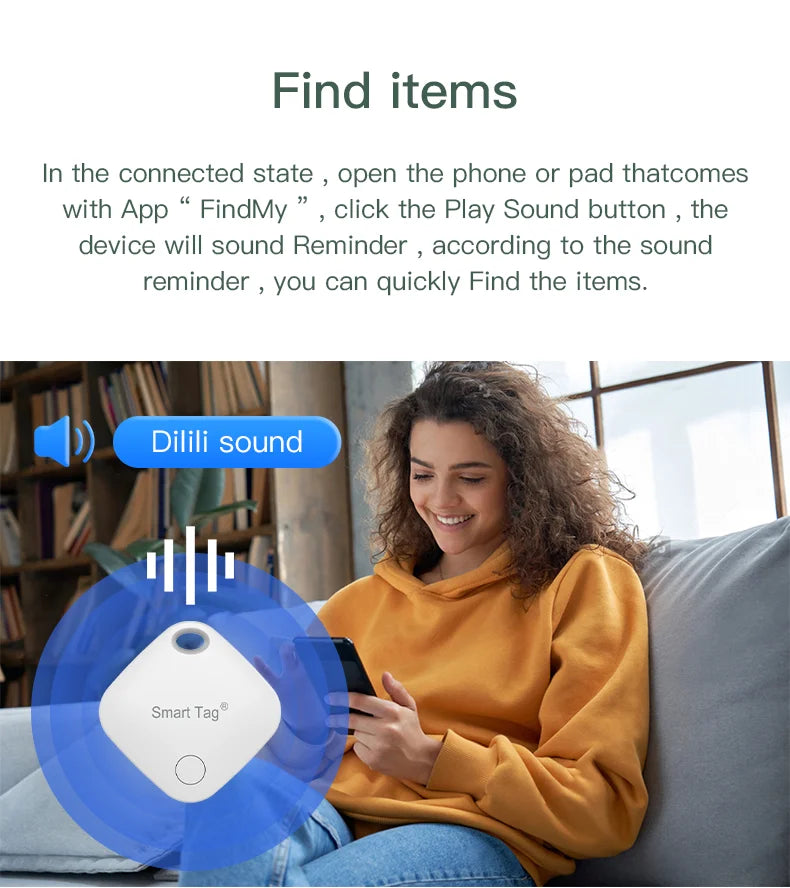 Smart AirTag Tracker – GPS Pet & Child Tracker for Apple Find My, Mini Smart Tag