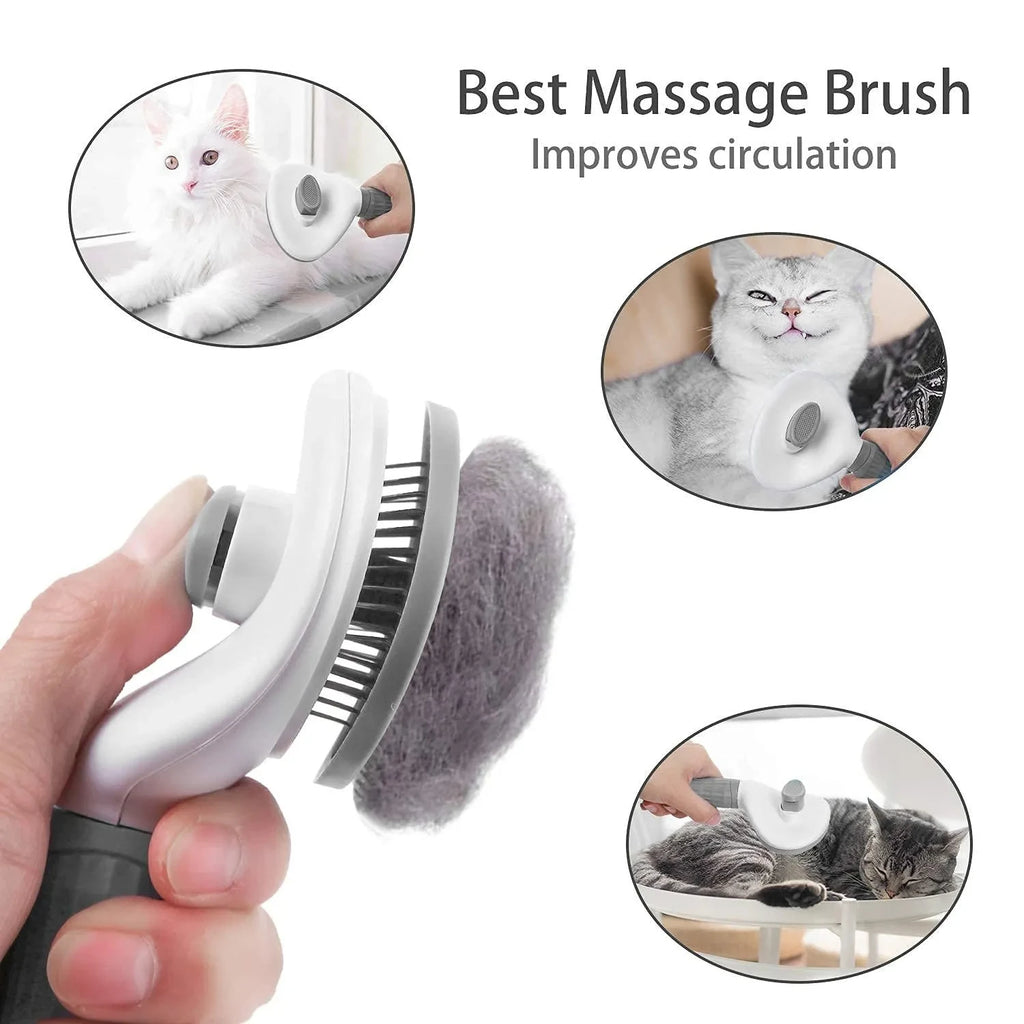 Self-Cleaning Pet Slicker Brush — Dematting Comb for Dogs & Cats