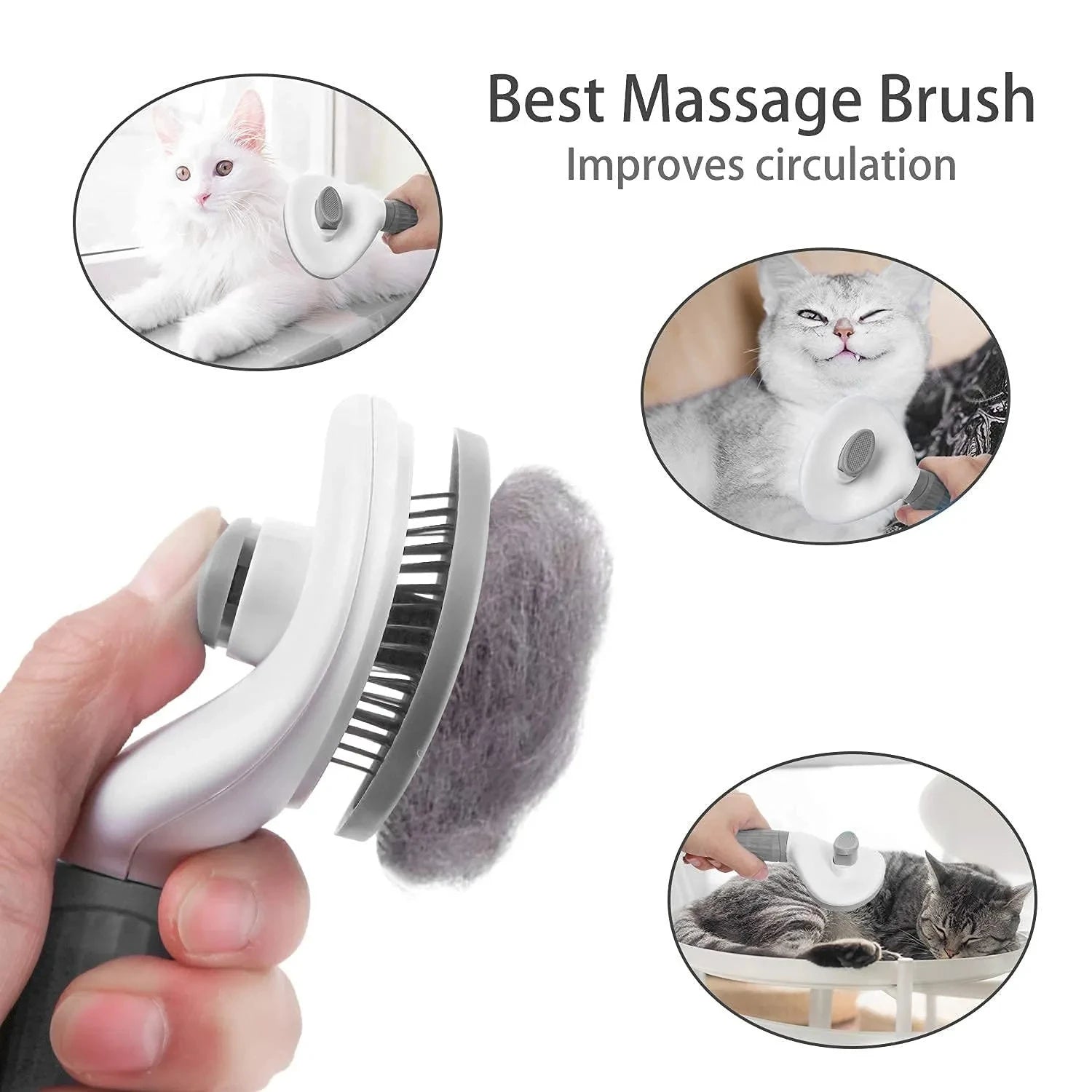 Self-Cleaning Pet Slicker Brush — Dematting Comb for Dogs & Cats