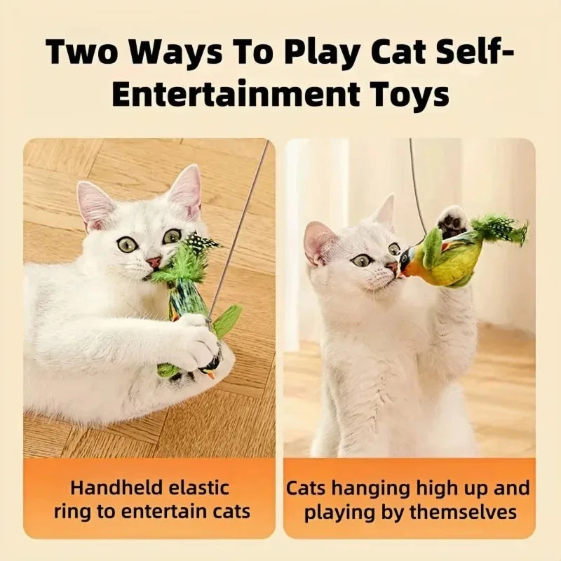 Bird-Sound Cat Toy — Interactive Elastic Rope Toy to Relieve Boredom & Encourage Play