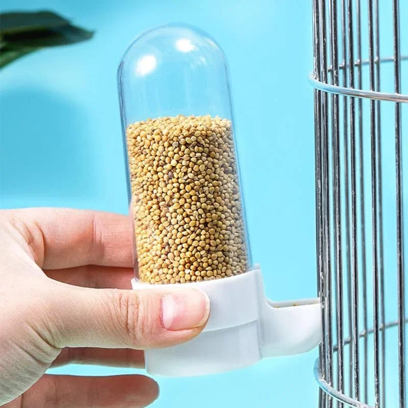 Hanging Bird Water Dispenser & Feeder — Automatic Cage Accessory for Parrots & Small Birds