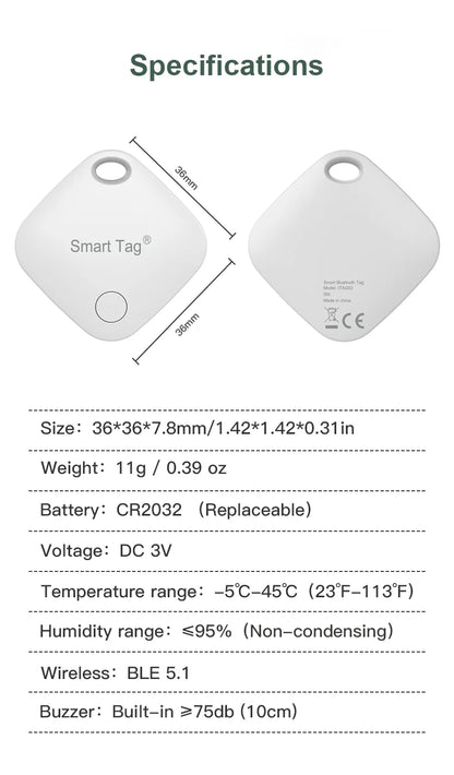 Smart AirTag Tracker – GPS Pet & Child Tracker for Apple Find My, Mini Smart Tag