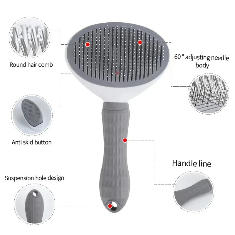 Self-Cleaning Pet Slicker Brush — Dematting Comb for Dogs & Cats